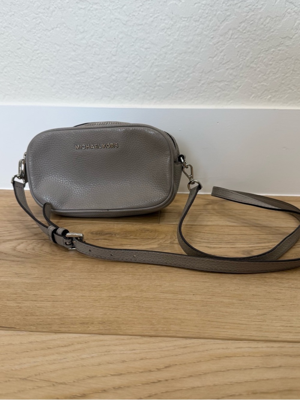 Michael Kors Pebbled Leather Crossbody Gray